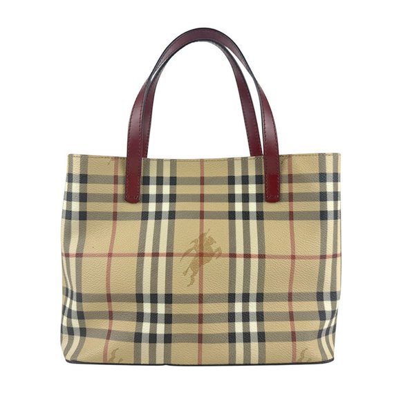 Burberry Handbag, Coated Canvas and Leather, Beige x Red, Women's, Z6785 - Picture 1 of 5